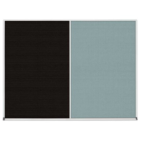 United Visual Products Triple Door Radius Corkboard, 96"x48", Sat, UV7006RC-SATIN-RUBBER UV7006RC-SATIN-RUBBER
